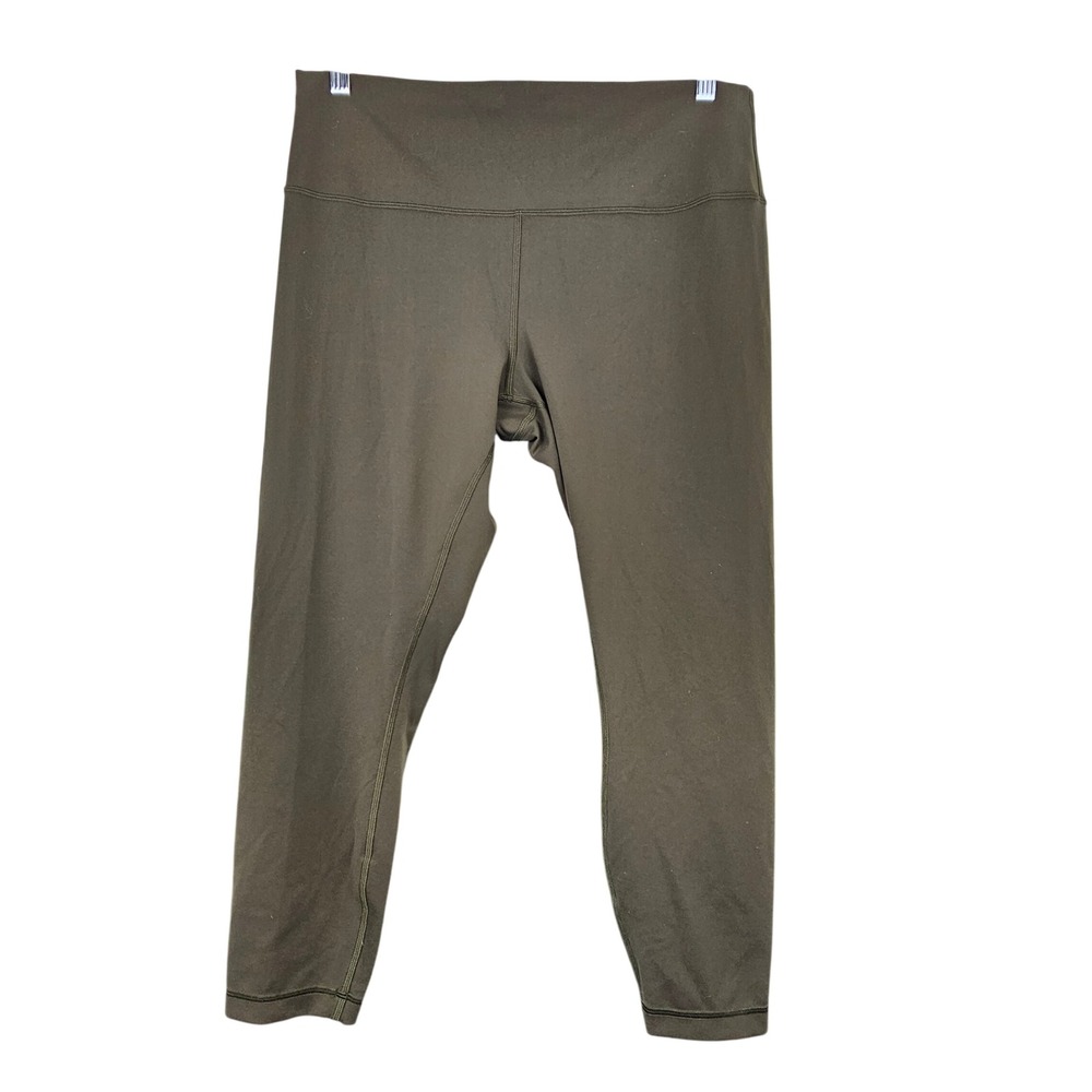 Lululemon Align High-Rise‎ Crop Leggings Dark Olive Green Women's 16 Yoga